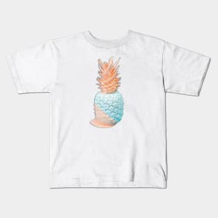 Pineapple Cute Painted Pineapple, Teal & Peach color, dipped in peach and teal graphic design, available on many products Kids T-Shirt